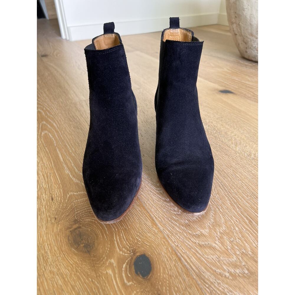 Iro Navy Suede Almond Toe Chelsea Boots Size 37
